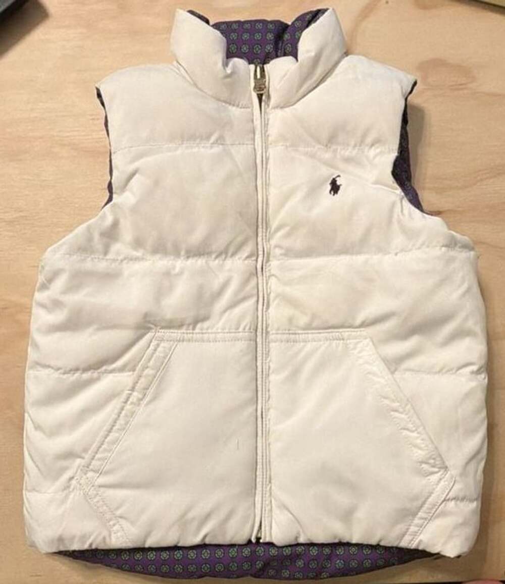 Polo Ralph Lauren Toddler Reversible Down Puffer Vest Size 4T White Purple